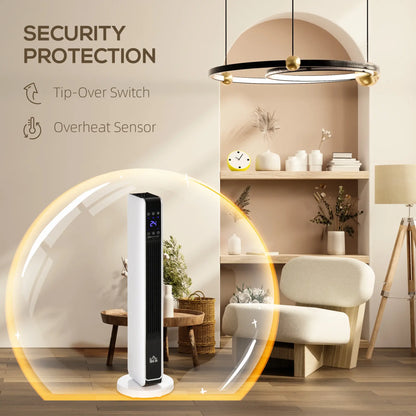 HOMCOM 1100W/2200W Space Room Heater with 65° Oscillation, 8-Hour Timer, Overheat & Tip Over Protection