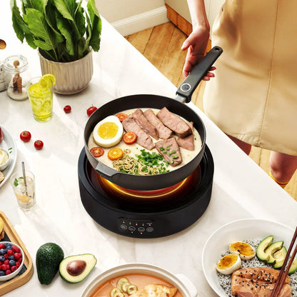 HOMCOM Electric Ceramic Hob with Grill Plate, Multifunctional with 4 Heat Levels for All Type Pot