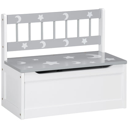 ZONEKIZ 2 In 1 Kids Storage Bench, Toy Box with Safety Rod - Grey