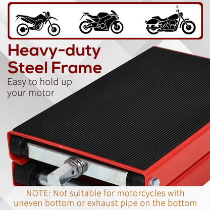 DURHAND 500KG Motorcycle Scissor Lift Jack, Height Adjustable Motorbike Stand with Anti-Slip Wide Deck, Heavy Duty Steel Repair Lift Hoist Stand for Home Garage