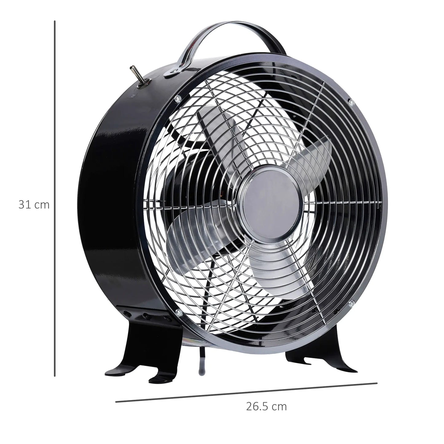 HOMCOM 10" 2-Speed Electric Table Desk Fan w/ Safety Guard Anti-Slip Feet Portable Cooling Fan Home Office Black
