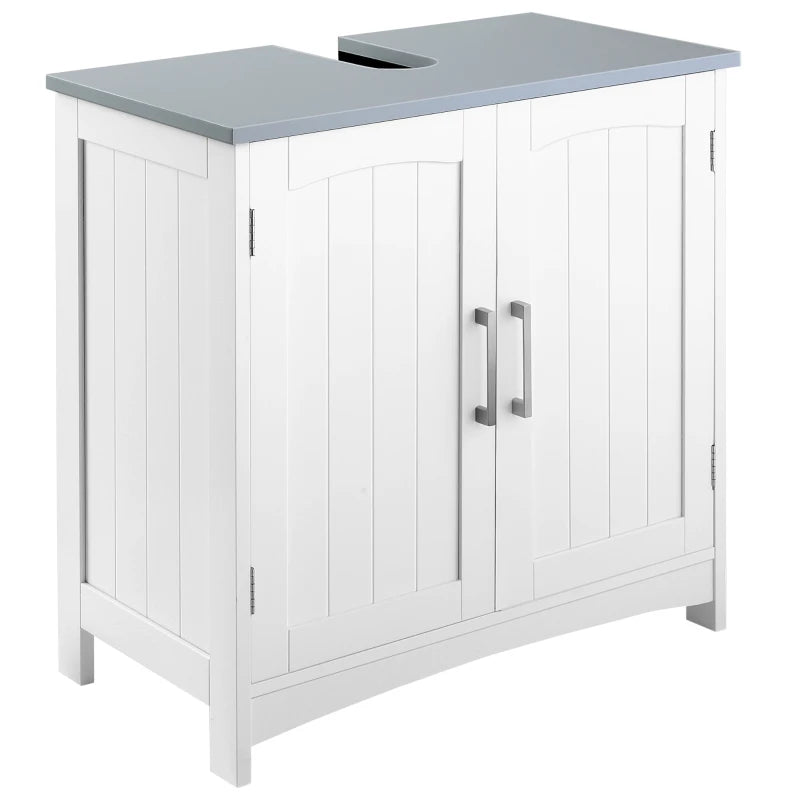 Kleankin Pedestal Under Sink Double Doors Cabinet, Modern Bathroom Vanity Unit, Storage Cupboard with Adjustable Shelves