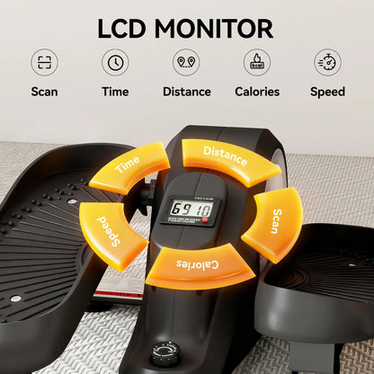 SPORTNOW Under Desk Elliptical Machine with LCD Monitor for 2-in-1 Seat & Stand Up Exercise