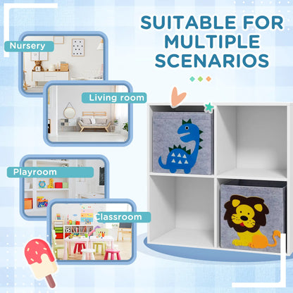 ZONEKIZ Kids Toy Storage Box with Two Non-Woven Fabric Drawers - White