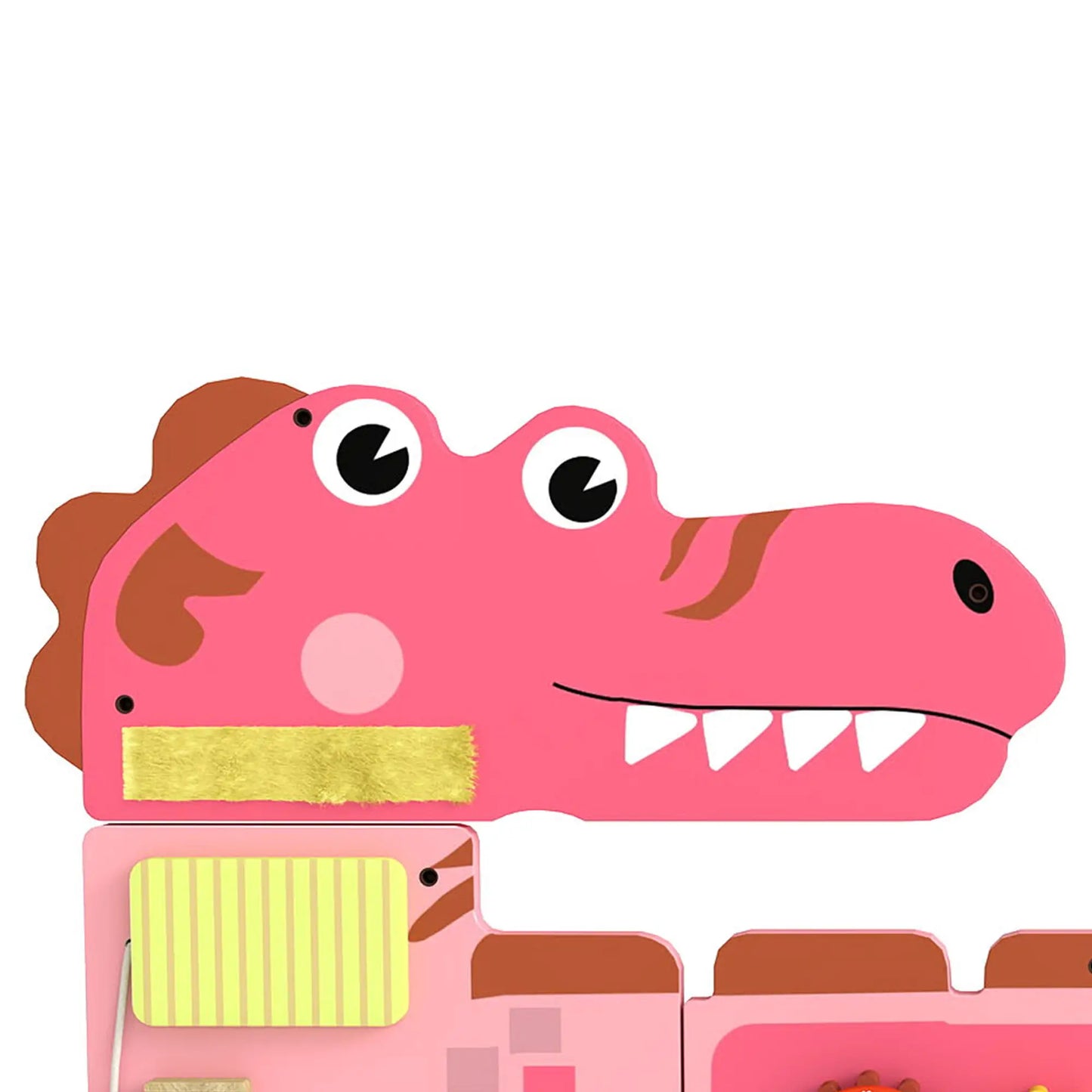 AIYAPLAY Busy Board Panels, Wall Mounted Montessori Inspired, Toddler Learning Centre Dinosaur Theme, Pink
