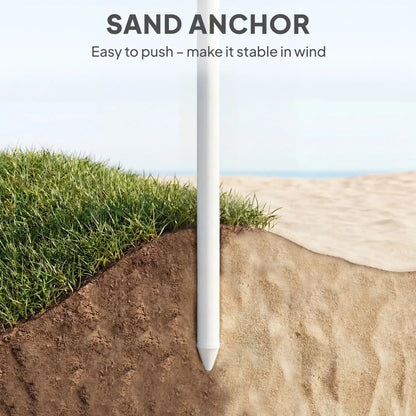 Outsunny Beach Umbrella Parasol with Sand Anchor, Portable Tilting Garden Parasol with Adjustable Height, Green