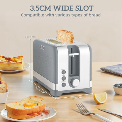 HOMCOM Sleek Textured Rapid Boil Kettle & Two-Slice Toaster Kitchen Set - Grey