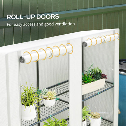 Outsunny Three-Tier Mini Greenhouse, UV Resistant Plastic Cover- White