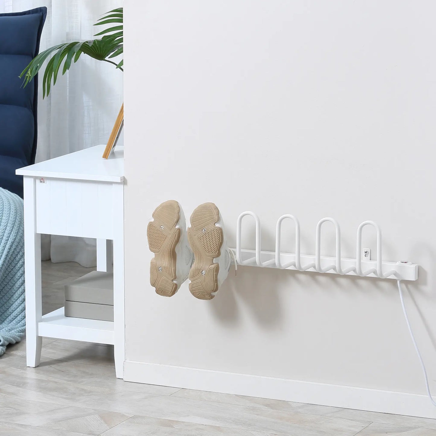 HOMCOM 3 Pairs Electric Shoe Dryer, Wall Mounted Shoe Warmers with Constant Temperature for Boots, White