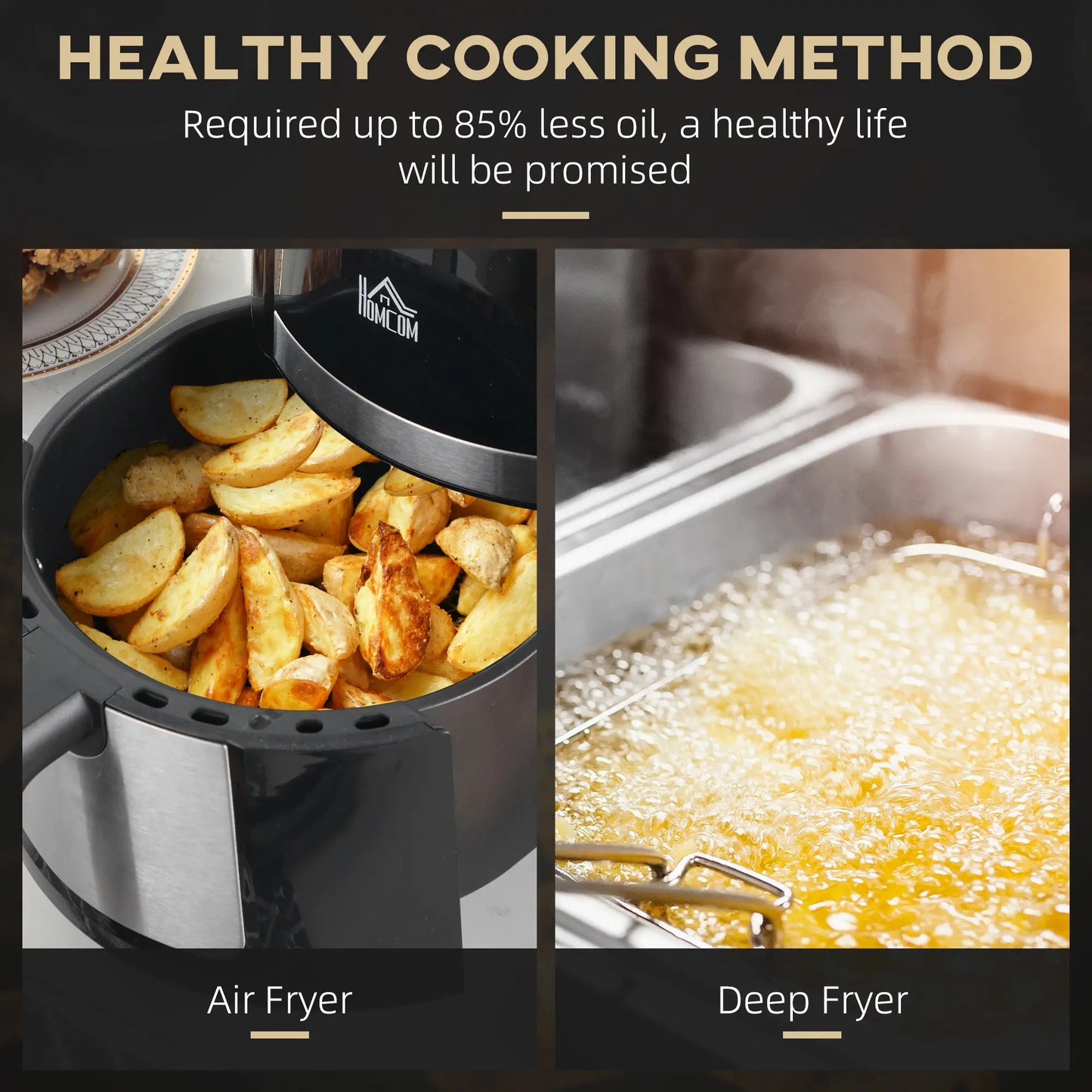 HOMCOM 4L Air Fryer Oven with Digital Touch Display, Rapid Air Circulation, 12 Cooking Programs, Timer, 1300W