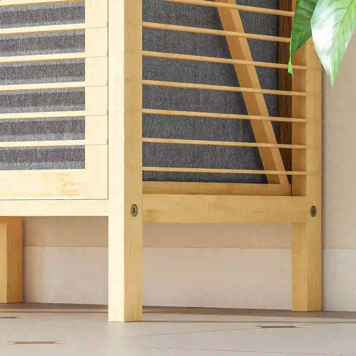 HOMCOM Bamboo Laundry Cabinet with Slatted Door, Bathroom Cabinet with Removable Liner Bag, Natural Wood Finish