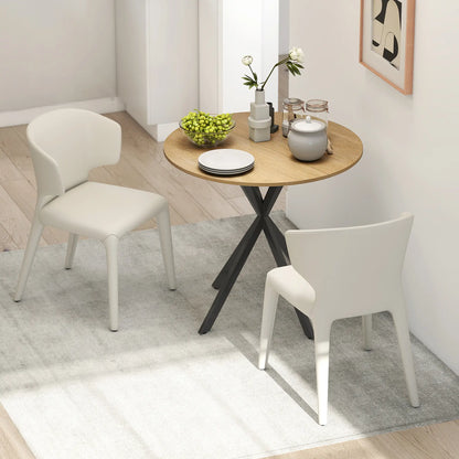 HOMCOM 80cm Industrial Round Kitchen Dining Table - White Oak