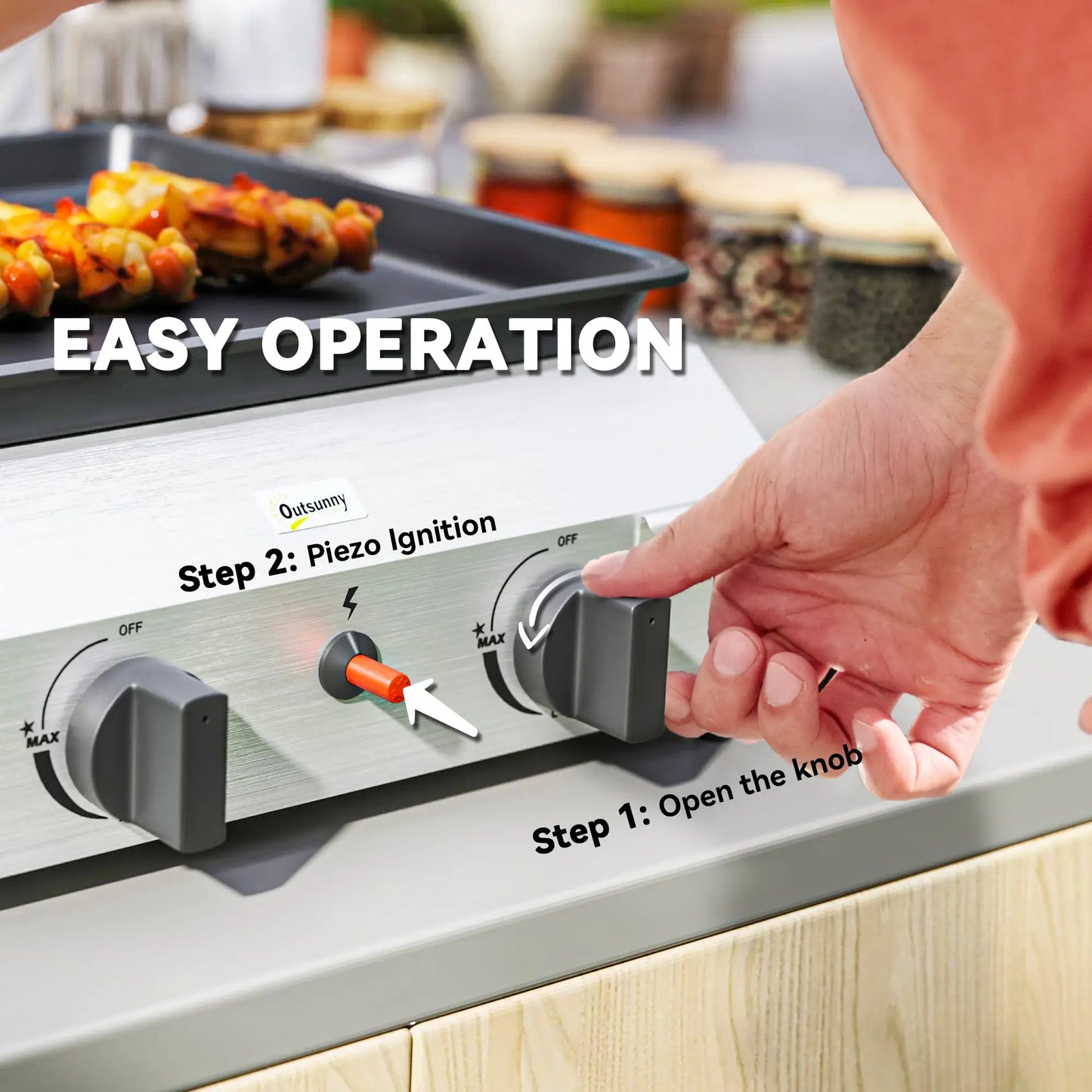 Outsunny Two Burner Portable Cooking BBQ Gas Grill for Garden & Outdoor Barbecue