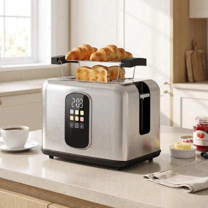 HOMCOM 2 Slice Smart Toaster with Touch Screen, LED Countdown & Warming Rack, Memory Function