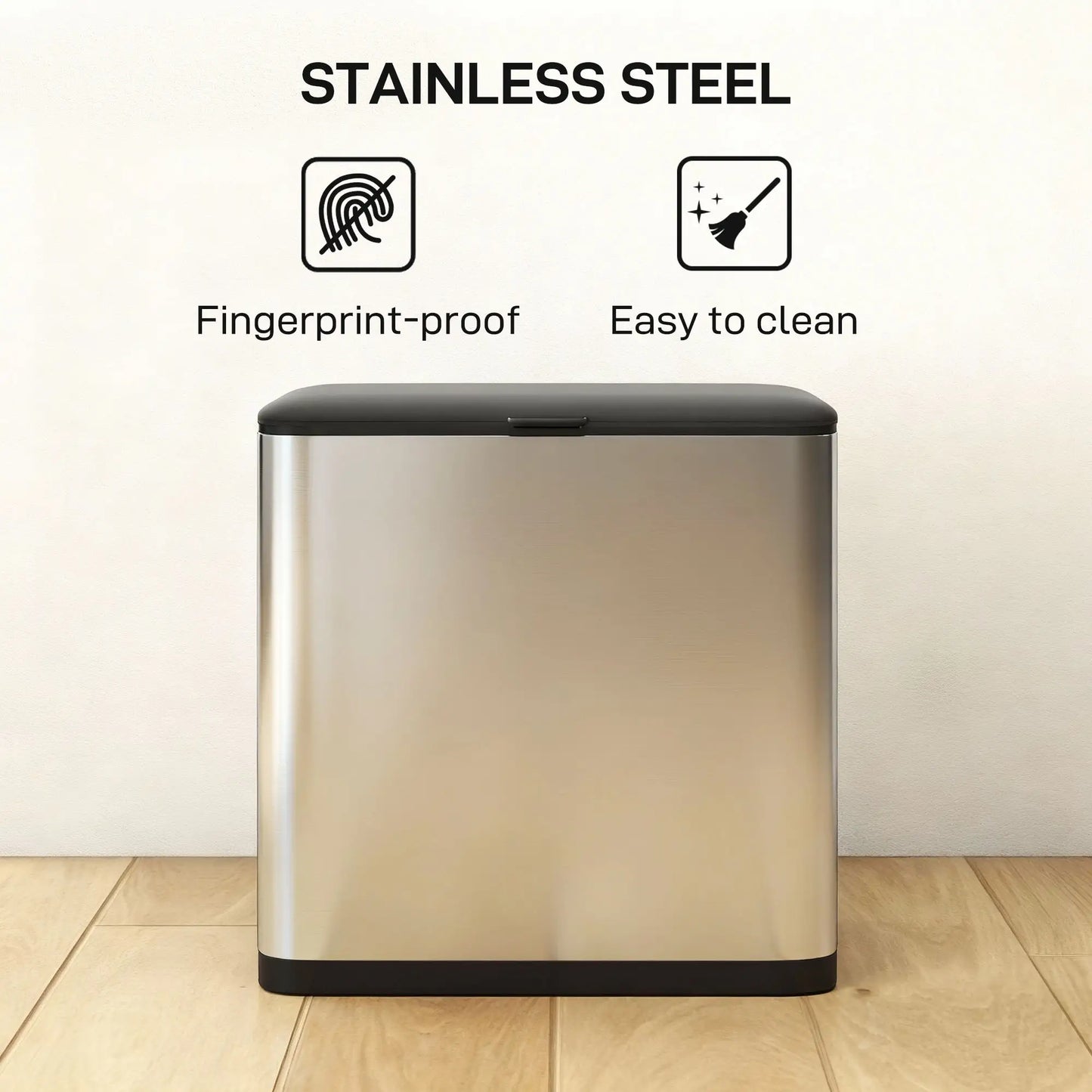 HOMCOM 8L Hanging Kitchen Bin, Rubbish Bin with Lid & Removable Inner Bucket for Under Cabinet, Under Sink, Office