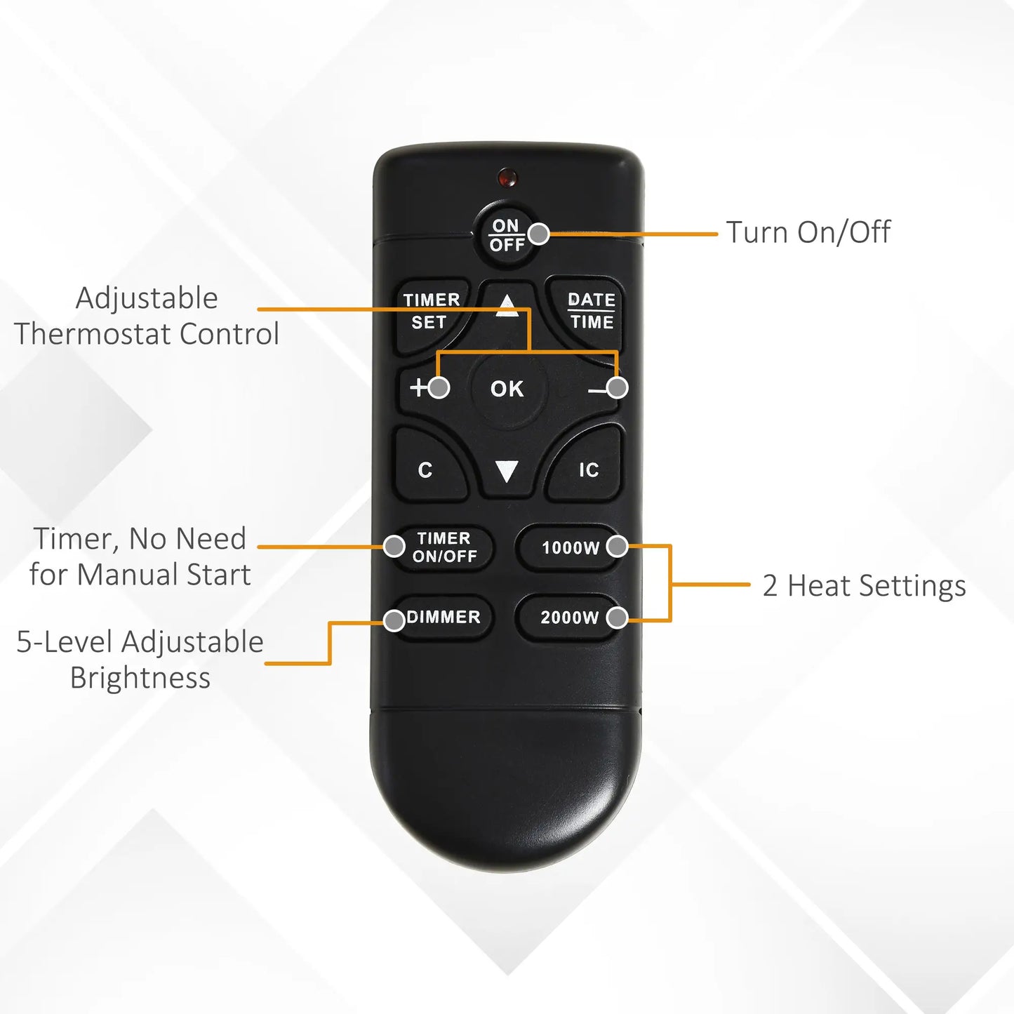 HOMCOM Electric Fireplace Suites & Mantelpiece w/LED Flames Remote Marble Stone Curved Surround Intelligent Safe