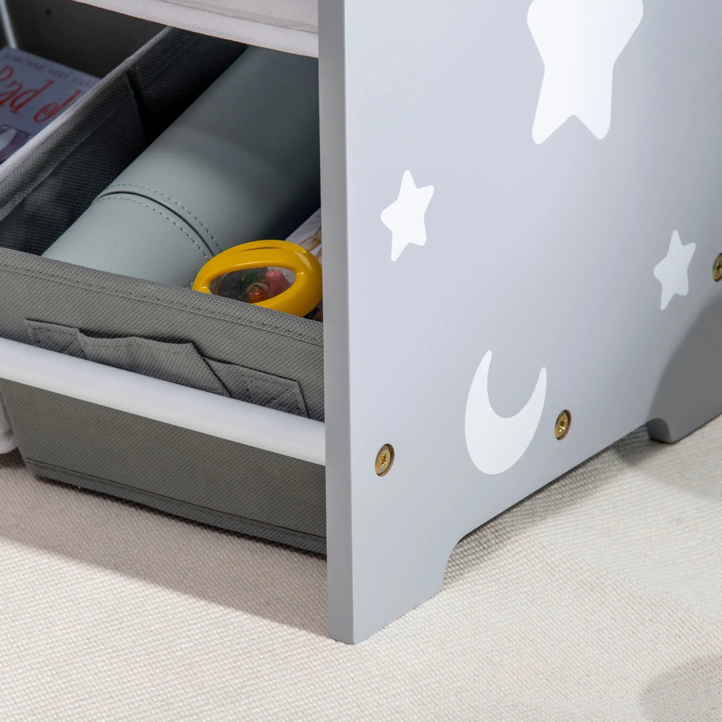 ZONEKIZ Kids Storage Rack with Nine Removable Baskets for Nursery, Bedroom, Playroom - Grey