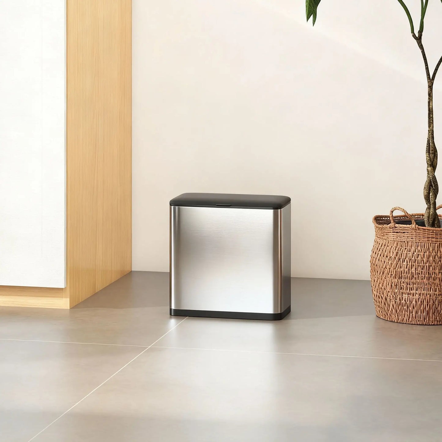 HOMCOM 8L Hanging Kitchen Bin, Rubbish Bin with Lid & Removable Inner Bucket for Under Cabinet, Under Sink, Office