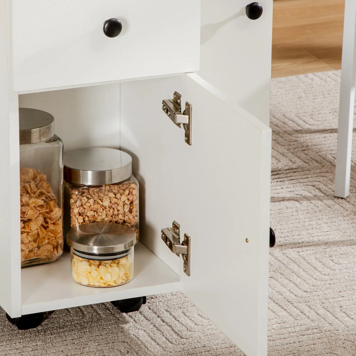 HOMCOM Kitchen Multi-Storage Six-Person Drop Leaf Dining Table - White