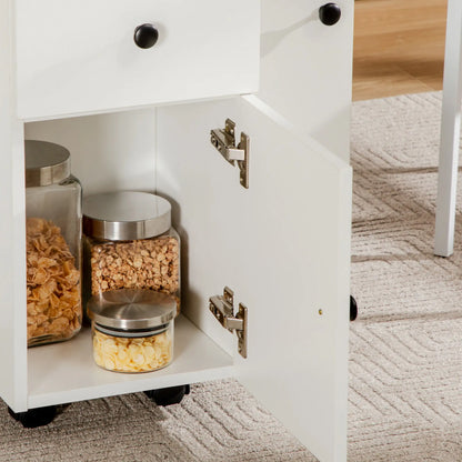 HOMCOM Kitchen Multi-Storage Six-Person Drop Leaf Dining Table - White