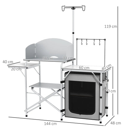 Outsunny Multi-Feature Outdoor Folding Camping & Hiking Kitchen, with Wind Shield