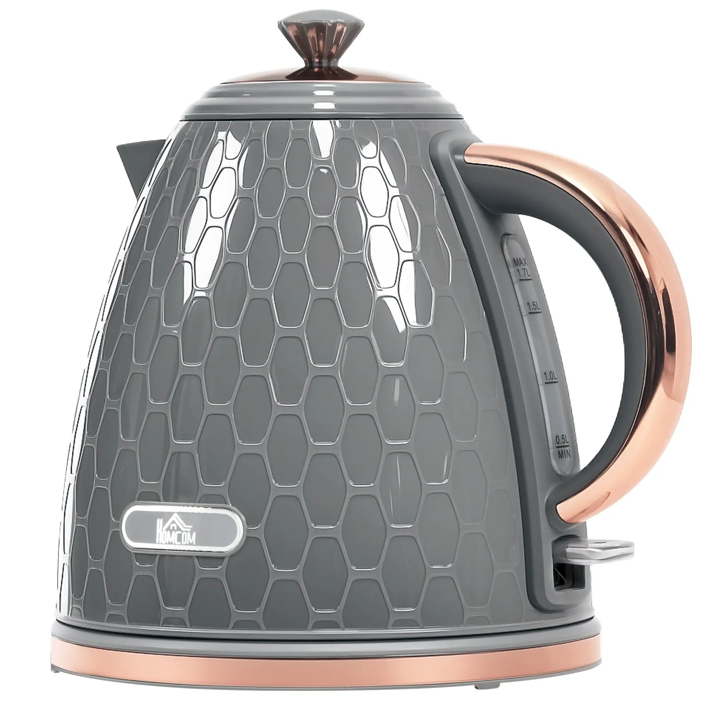 HOMCOM 3kW Rapid Boil Honeycomb Kettle, 1.7L - Grey