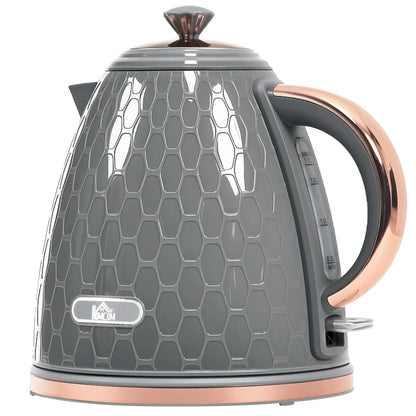 HOMCOM 3kW Rapid Boil Honeycomb Kettle, 1.7L - Grey