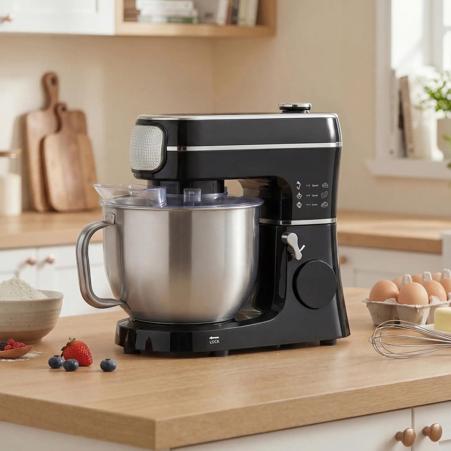 HOMCOM Stand Mixer, 6L 1400W Tilt-Head Food Mixer with 11 Speeds & LED Display, Black