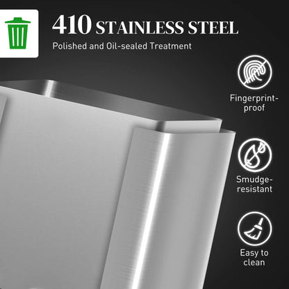 HOMCOM 34L Double Compartment Stainless Steel Kitchen Bin, with Soft-Close Lid