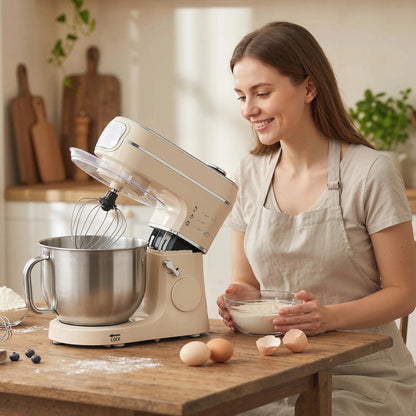HOMCOM Stand Mixer, 6L Tilt-Head Food Mixer with 11 Speeds, Pulse & Fermentation Function, LED Display, Cream