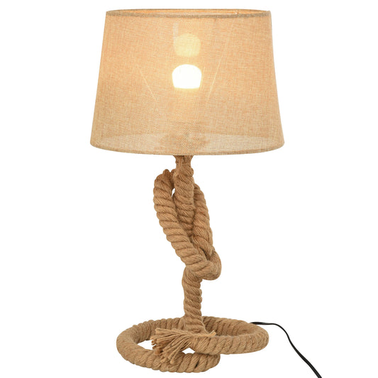 HOMCOM Nautical Style Table Lamp with Fabric Lampshade Metal Frame, 54cm Home Desk Lamp Bedroom Living Room, Beige