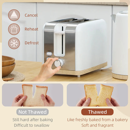 HOMCOM Stainless Steel Kettle and Toaster Set, 1.7L 3000W Fast Boil Kettle & 2 Slice Toaster Kitchen Set, White