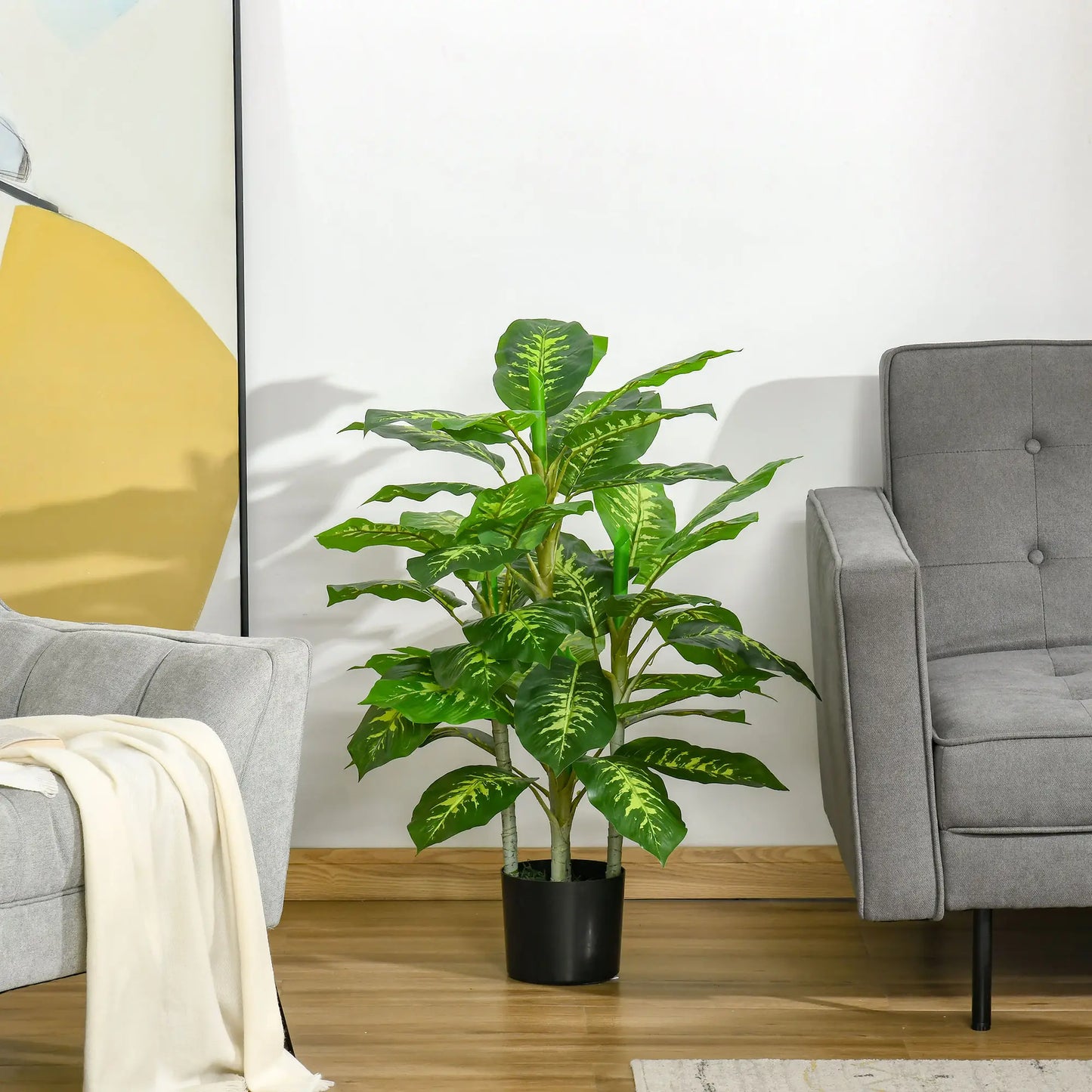 HOMCOM Evergreen Tree Fake Decorative Artificial Indoor Faux Plant, with Pots