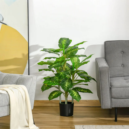 HOMCOM Evergreen Tree Fake Decorative Artificial Indoor Faux Plant, with Pots