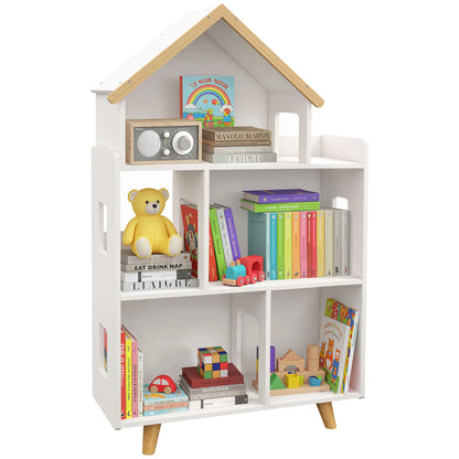 ZONEKIZ Three-Tier Toy Storage Shelf, Kids Bookcase with Six Cubes for Playroom, Bedroom - White