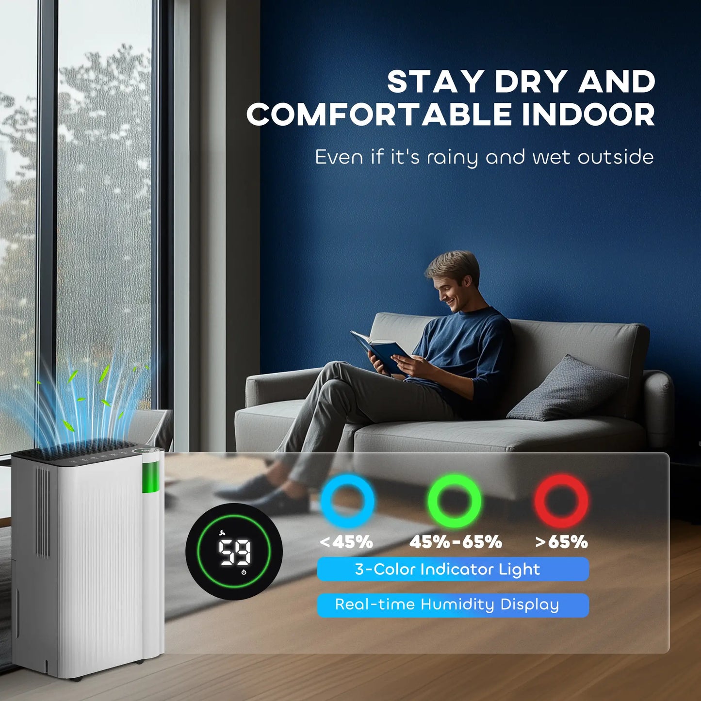 HOMCOM 12L/Day Modern Dehumidifier with Filter - White