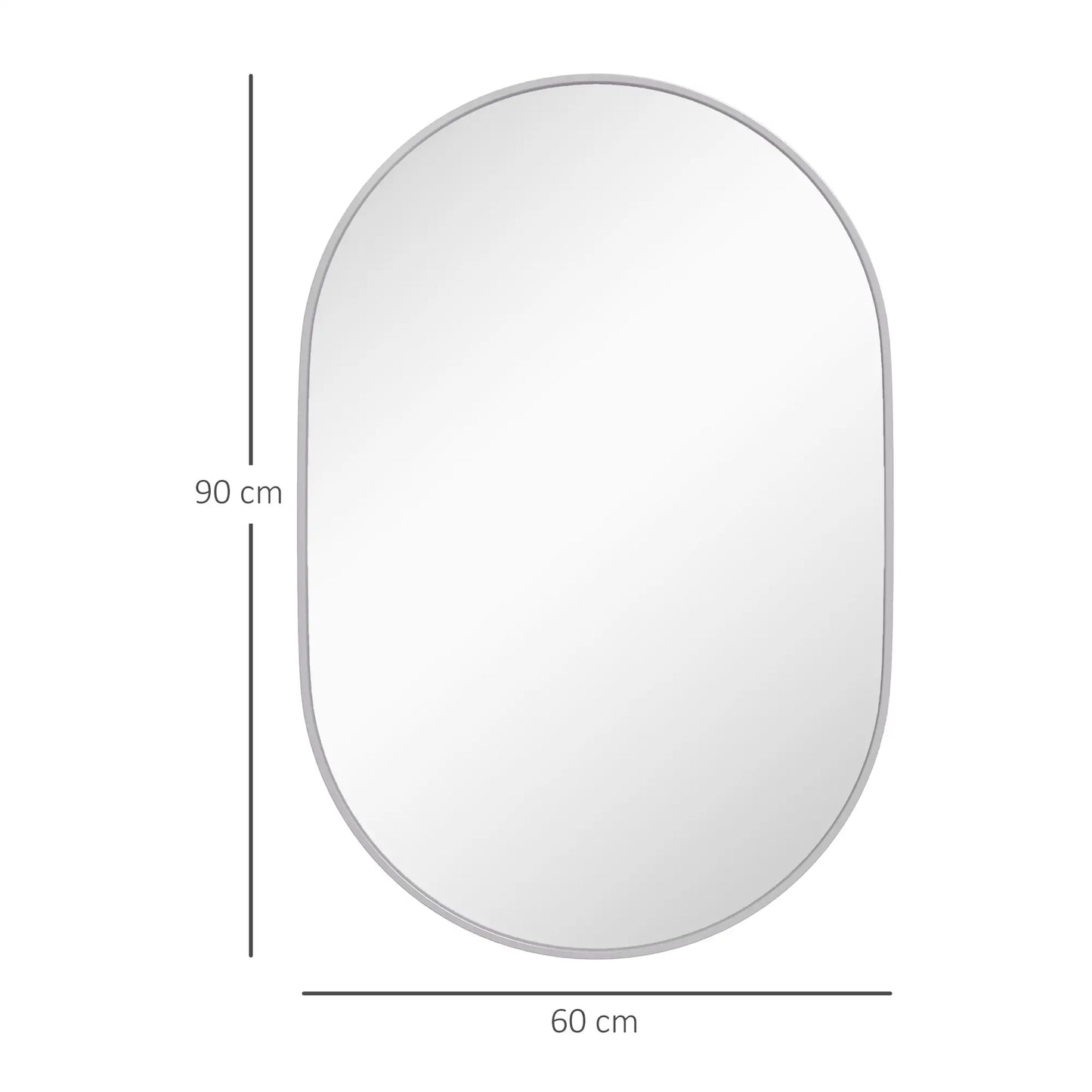 HOMCOM 60cm Round HD Tempered Glass Bathroom Mirror - Silver Tone