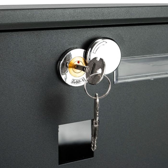 Wall-Mounted Mailbox Galvanised Steel with Secure Lock, 2 Keys & Name Card Slot - Dark Grey