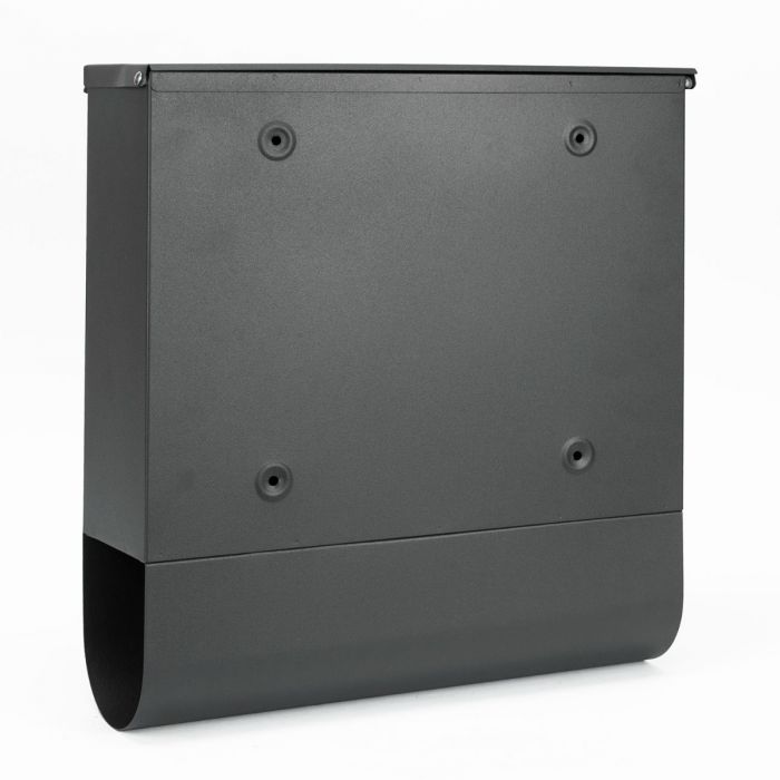 Wall-Mounted Mailbox Galvanised Steel with Secure Lock, 2 Keys & Name Card Slot - Dark Grey