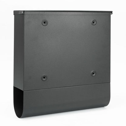 Wall-Mounted Mailbox Galvanised Steel with Secure Lock, 2 Keys & Name Card Slot - Dark Grey
