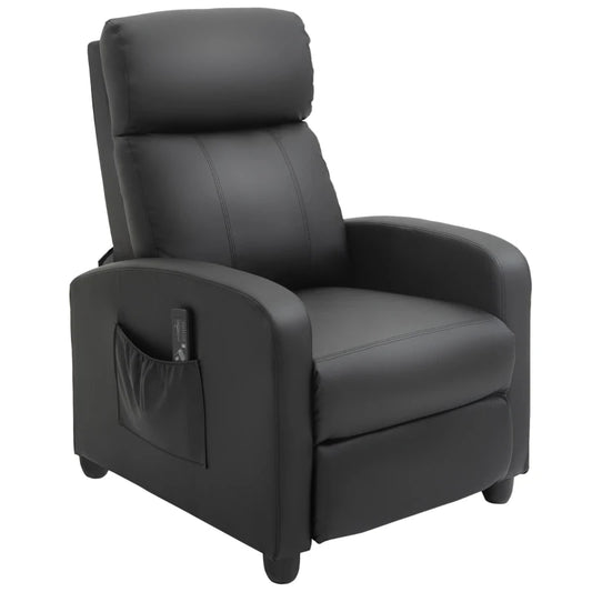 HOMCOM Faux Leather Recliner Armchair with Heated Massage & Adjustable Leg Rest