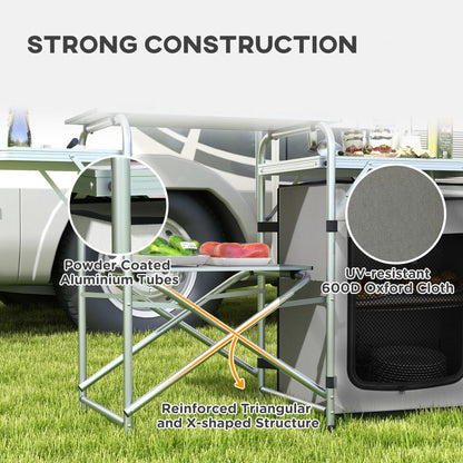 Outsunny Multi-Feature Outdoor Folding Camping & Hiking Kitchen, with Wind Shield