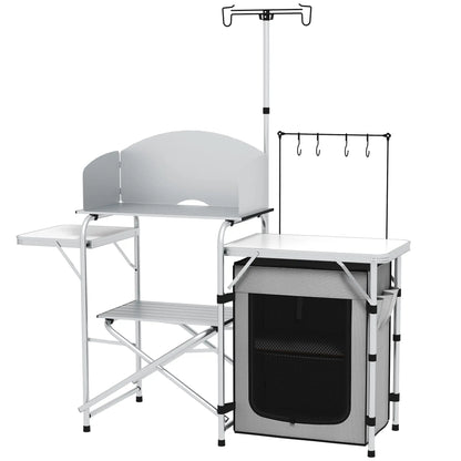 Outsunny Multi-Feature Outdoor Folding Camping & Hiking Kitchen, with Wind Shield