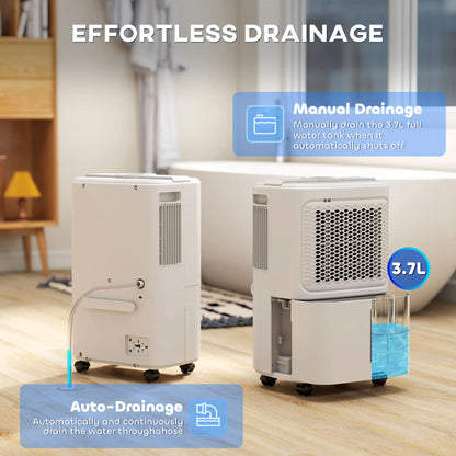 HOMCOM 12L Dehumidifier Air Purifier with Touch Panel LED Screen - White