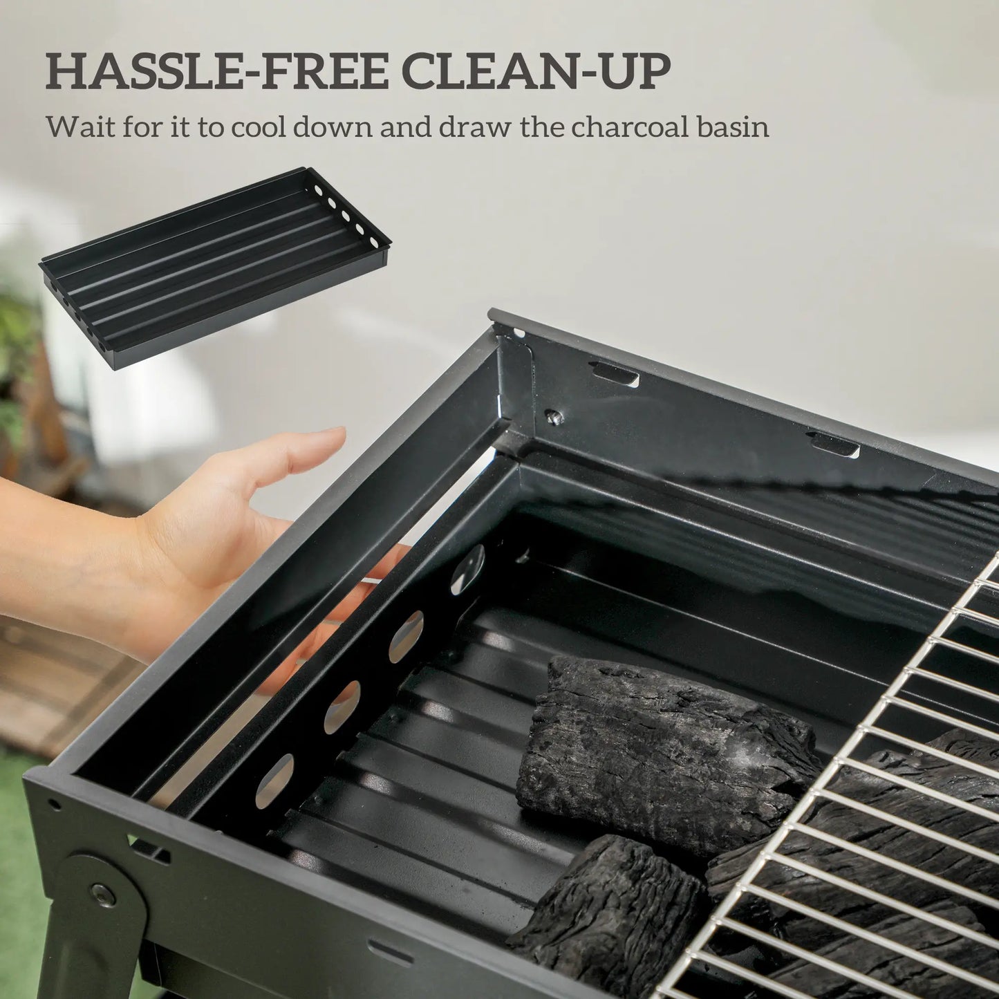 Outsunny Barbecue Foldable Charcoal Grill Portable BBQ for Camping & Hiking - Black