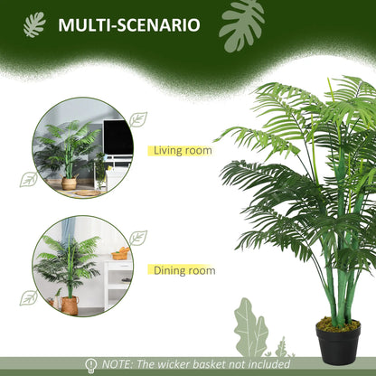 Outsunny Artificial Palm Plant Decorative Tree with Nursery Pot, Fake Plastic Indoor Home Office Décor, Green