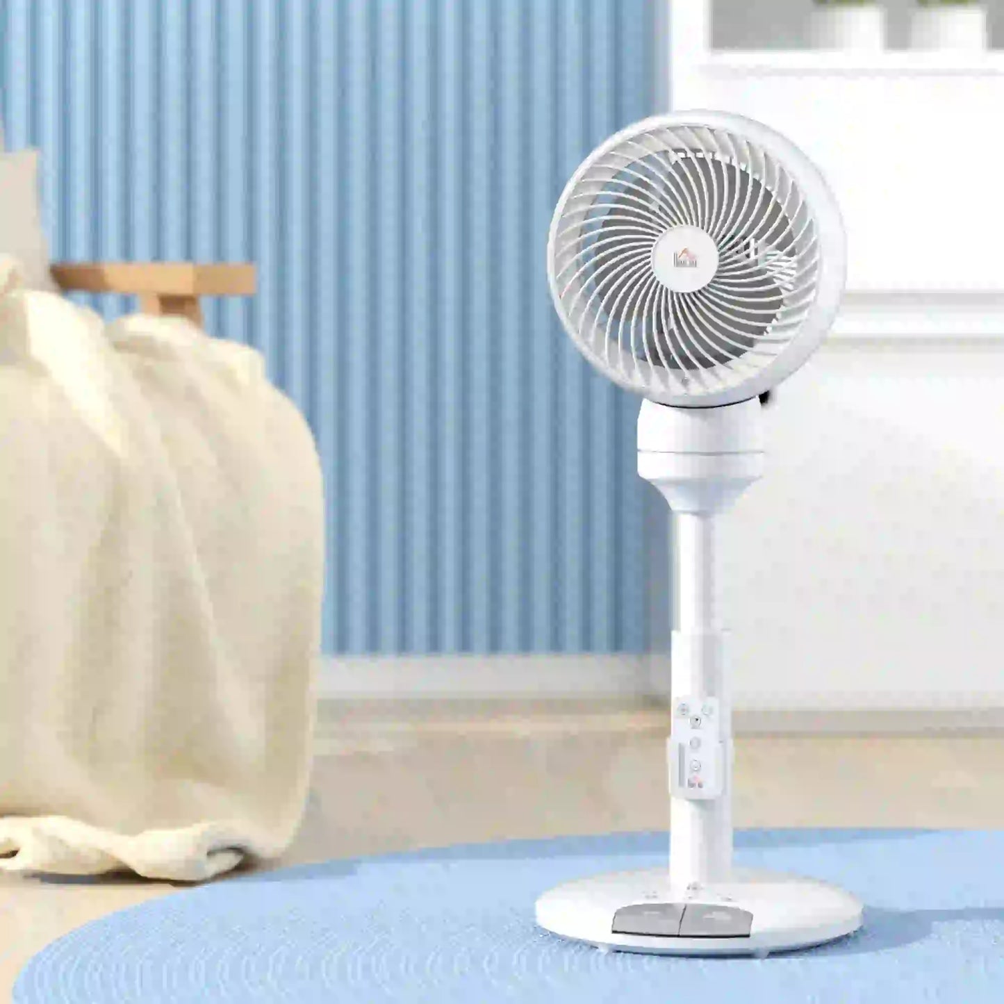 HOMCOM 9'' Air Circulator Fan 3 Speed, 70° Oscillation 90° Vertical Tilt, Height Adjustable, Remote Controller, for Living Room, Office