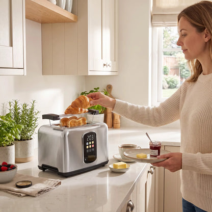 HOMCOM 2 Slice Smart Toaster with Touch Screen, LED Countdown & Warming Rack, Memory Function