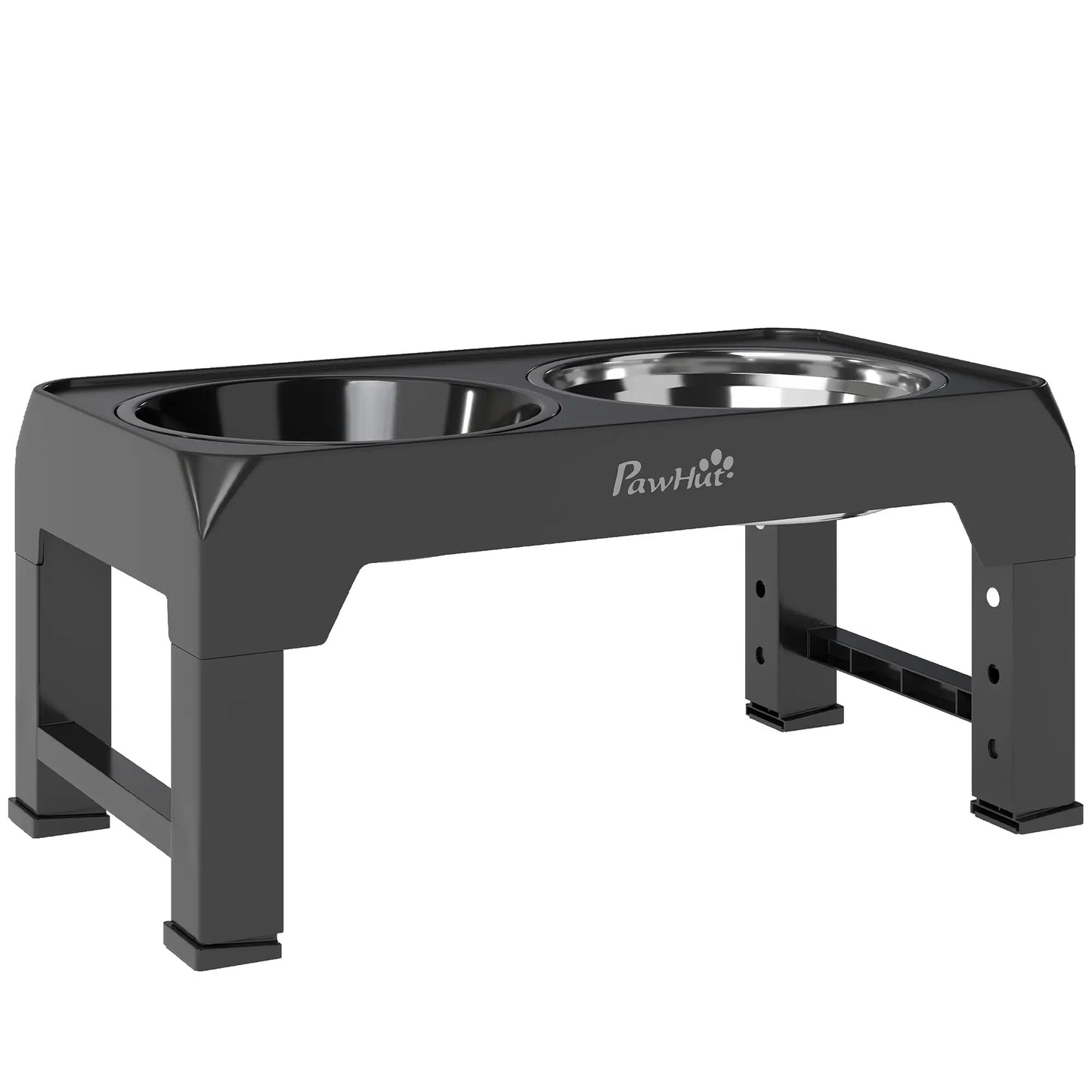PawHut Raised Dog Bowl with Slow Feeder, 4 Adjustable Heights, Foldable Elevated for Small Medium Large Breeds