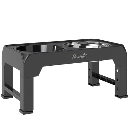 PawHut Raised Dog Bowl with Slow Feeder, 4 Adjustable Heights, Foldable Elevated for Small Medium Large Breeds